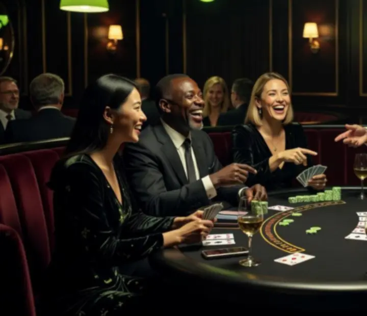 Participants réunis autour d’une animation blackjack chez Monteloria G
