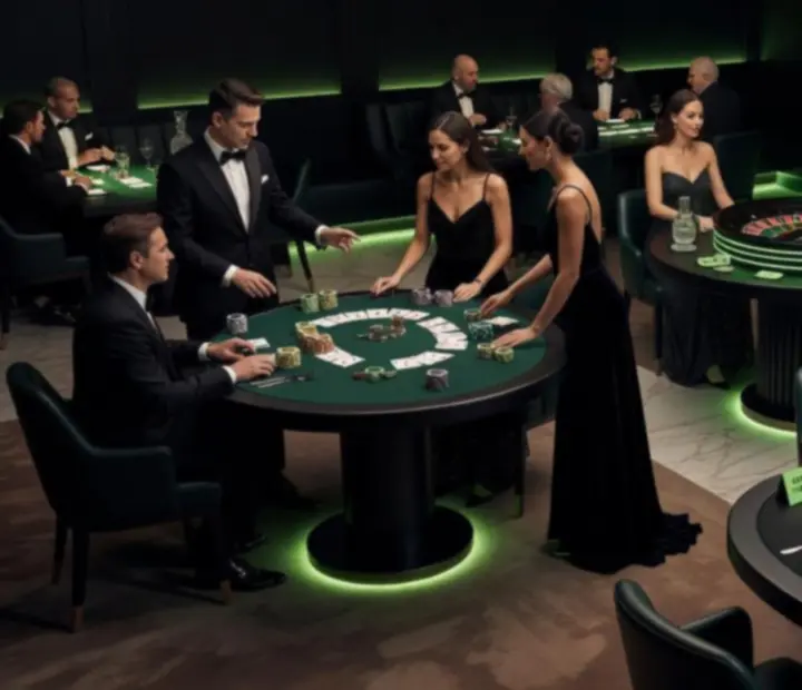 Sélection de tables et accessoires d’animations dans une salle sombre premium