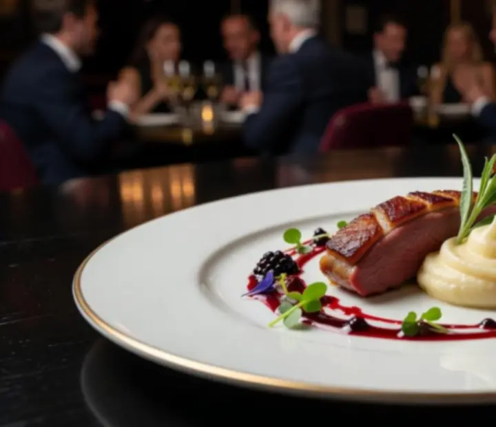 Plat gastronomique raffiné servi lors d'une soirée privée